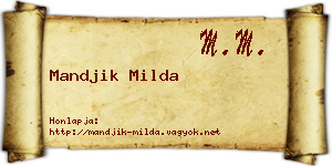 Mandjik Milda névjegykártya